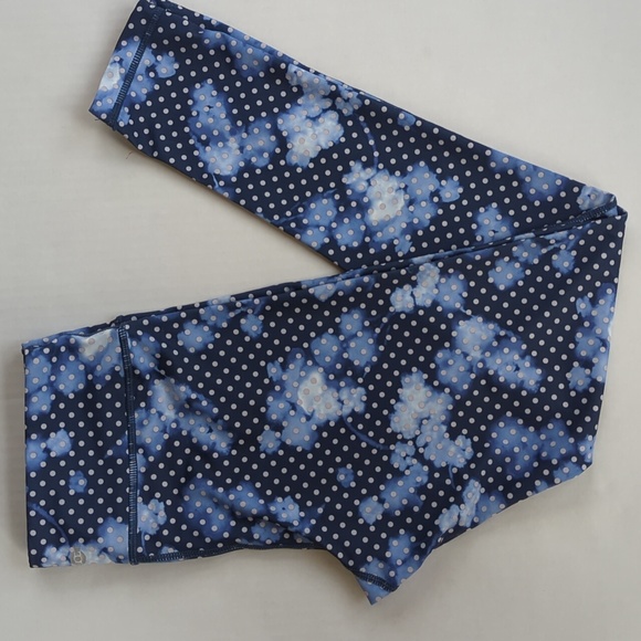 Inner Spirit Polka Dot Yoga Leggings S Blue White Pattern - Picture 2 of 15